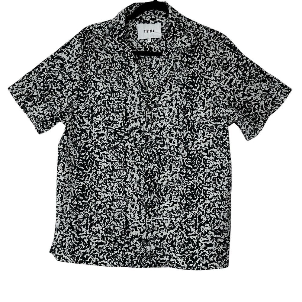 Pistola Button Up Shirt Women Medium Short Sleeve Cotton Relaxed Corpcore Office
